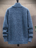 kkboxly  Men's Full Zip Up Casual Stand Collar Cardigan, Regular Fit Knitted Sweater Jacket Coat With Pockets For Winter Fall