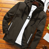 kkboxly  Men's Casual Hooded Windbreaker Jacket, Chic Zip Up Jacket For Outdoor Activities