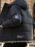 Men's Solid Padded Jacket, Men Casual Padded Coat Windbreaker Zipper Pocket Stand Collar For Men Winter