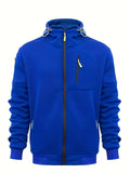 kkboxly  Solid Color Men's Hooded Jacket Casual Long Sleeve Hoodies With Zipper Gym Sports Hooded Coat For Spring Fall