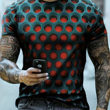 kkboxly Men's Summer Outdoor Graphic Tee - 3D Vision Illusion & Dense Hole Pattern - Slightly Stretchy & Comfortable!