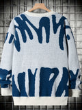 kkboxly  Men's Trendy Knitted Pullover, Casual Slightly Stretch Breathable Loose Sweater For Outdoor Fall Winter