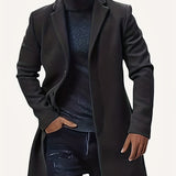 kkboxly  Plus Size Men's Solid Coat Fleece Button Up Jacket Oversized Tops For Spring/autumn, Men's Clothing