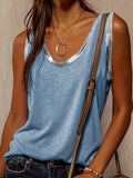 kkboxly  Contrast Trim Crew Neck Tank Top, Casual Sleeveless Tank Top For Summer, Women's Clothing