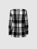 kkboxly   Plaid Button Down Long Sleeve Lapel Coat, Fashion Winter Blazer, Women's Clothing