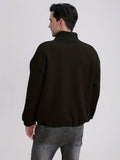 kkboxly  Polar Fleece Trendy Sweatshirt, Men's Casual Solid V Neck Pullover Sweatshirt For Men Fall Winter