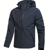 kkboxly  Men's Casual Hooded Waterproof Windbreaker Jacket Coat Regular Fit Coat For Spring Autumn Outdoors Hiking