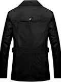 kkboxly  Men's Casual Button Cotton Notched Collar Long Sleeves Trench Jackets For Spring & Fall