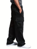 kkboxly Stylish Men's Cargo Pants with Elastic Waist and Multi-Pockets - Comfortable and Durable Sweatpants for Everyday Wear