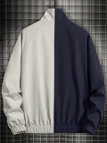 kkboxly  Color Block Lightweight Jackets By Activity, Men's Casual Stand Collar Zip Up Jacket For Spring Fall Outdoor