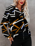 kkboxly  Geo Print Shirt, Casual Button Front Long Sleeve Shirt, Women's Clothing