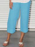 kkboxly  Plus Size Casual Capri Pants, Women's Plus Solid Straight Leg Summer Capri Pants