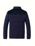 kkboxly  Warm Fleece Winter Jacket, Men's Casual Stand Collor Zipper Pockets Jacket Coat