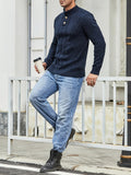 kkboxly  Men's Cable Knit Button Retro  Long Sleeve Pullover Sweater