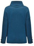 Women's Sweater Casual Turtleneck Solid Color Knitted Buttons Loose Fall Winter Sweater