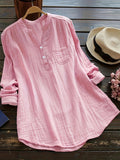 kkboxly   Solid Button Front Blouse, Casual V Neck Long Sleeve Blouse, Women's Clothing