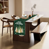 Christmas Holiday Festive Table Runner with Snowflake & Christmas Tree Design, 100% Polyester Woven Table Decoration, Santa Claus Pattern, Perfect for Seasonal Dining & Home Decor - 1PC