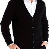 kkboxly  Men's Work V-neck Long Sleeves Button Cardigan Sweaters