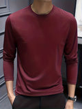 kkboxly  Men's Casual Comfy Solid Long Sleeve T-Shirt, Men's Clothes For Spring Summer Autumn, Tops For Men