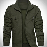 kkboxly  Men's Military Jacket Casual Cotton Utility Coat, Spring Falls Durable Army Cargo Bomber Stand Collar Multi-Pocket Jacket