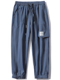 dunnmall  kkboxly  Men's Stylish Solid Cotton Blend Cargo Joggers With Pockets, Causal Breathable Drawstring Men's Bottom Clothing For City Walk Street Hanging Outdoor Activities