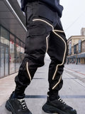 kkboxly  Men's Stylish Cargo Pants With Multi Pockets, Casual Breathable Slim Fit Joggers For Outdoor