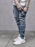 Men's Solid Color Multi-pocket Skinny Jeans For Autumn And Winter