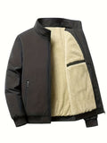 kkboxly  Warm Fleece Winter Jacket, Men's Casual Stand Collar Jacket Coat For Business