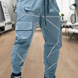 kkboxly  Men's Stylish Cargo Pants With Multi Pockets, Casual Breathable Slim Fit Joggers For Outdoor