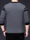 kkboxly  Men's Geometric Pattern Knitted Sweater, Casual Mid Stretch Breathable Pullover For Outdoor, Men's Clothing