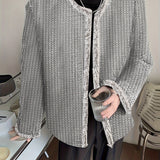 kkboxly  Elegant Open Front Cardigan Jacket, Men's Casual Vintage Style Cardigan Coat For Fall Winter