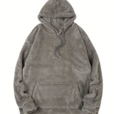 kkboxly Plus Size Women & Men Clothes Men's Soft Drawstring Flannel Hoodie With Kangaroo Pocket, Oversized Loose Clothing, Best Sellers Gifts Best Sellers Gifts