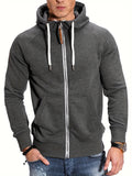 kkboxly  Trendy Color Block Men's Hooded Jacket Casual Long Sleeve Hoodies With Zipper Gym Sports Hooded Coat For Winter Fall