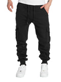 kkboxly  Classic Design Multi Flap Pockets Cargo Pants, Men's Casual Sweatpants Drawstring Cargo Pants Hip Hop Joggers For Autumn Summer Outdoor