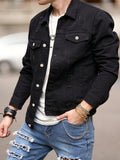 kkboxly Men's Casual Ripped Denim Jacket, Chic Street Style Button Up Jacket