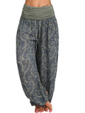 kkboxly  Boho Paisley Floral Print Harem Pants, Bohemian Loose Elastic Waist Pants For Spring & Summer, Women's Clothing