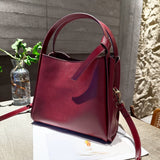 Premium retro women's bags, genuine leather messenger women's handbags, vegetable tanned cowhide New bucket bags, commuter small square bags