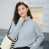 Temperament solid color turtleneck wool sweater women's clothing autumn and winter soft waxy pit strip sweater can be worn outside pure wool long-sleeved knitted sweater