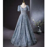 2025 Banquet evening dress  spring new blue-gray heavy industry tutu skirt annual meeting art test super fairy performance dress skirt