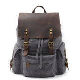 KKBOXLY 2025 New men's backpack canvas casual backpack trendy computer bag oil wax canvas with leather bag trendy street style
