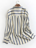 G419 vertical striped lapel single-breasted spring new 2023 commuter temperament long-sleeved OL versatile blouse shirt