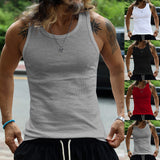 KKBOXLY 2025 popular summer new n tough guy men's T-shirt New men's threaded vest sports leisure fitness vest