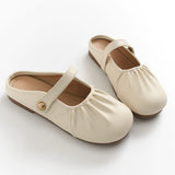Soft-soled bag head half slippers women's outer wear spring and summer new popular half-support single shoes women's British style shoes drag women M830