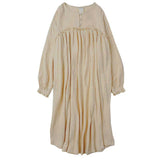 New simple long-sleeved crepe dress long loose casual casual style home dress can be worn outside nightgown women