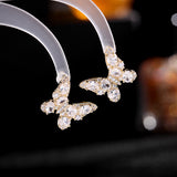 2025 South Korea Dongdaemun 2023 new earrings simple fashion 925 silver needle high sense color zircon butterfly stud earrings