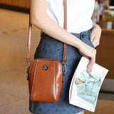 Oil wax cowhide small bag women's  new shoulder messenger bag women's fashion temperament leather women's bag mobile phone bag tide