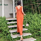 summer new dress, pleated tie-up front and back two wear design Korean version ins backless medium and long skirt