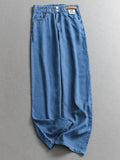Lyocell cool thin soft and comfortable loose straight-leg pants show long legs versatile wide-leg women's pants jeans C047