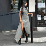 2025 Cross-border fashion half zipper deconstruction design sense zipper dress long dress street trend casual dress women