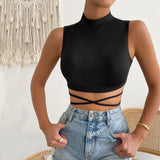 New sexy wind I-shaped sling vest summer new slim strap solid color short sleeveless top women